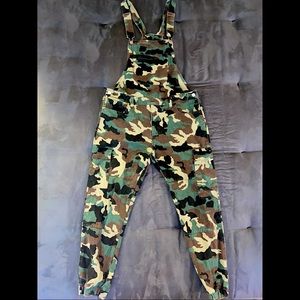 Forever 21 Green Camo Overalls